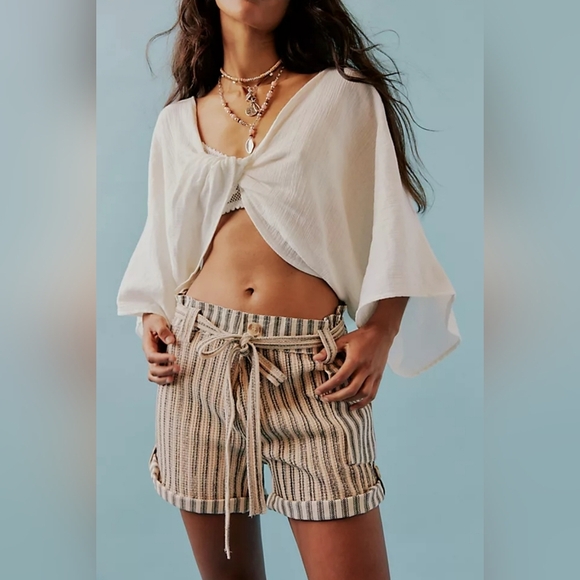NWOT Free People FP One Harrison Striped Shorts - Picture 1 of 4